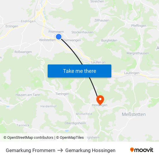 Gemarkung Frommern to Gemarkung Hossingen map