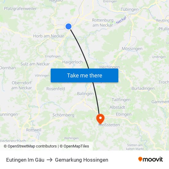 Eutingen Im Gäu to Gemarkung Hossingen map