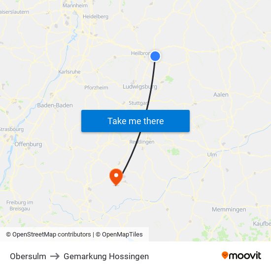 Obersulm to Gemarkung Hossingen map