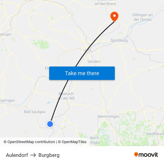 Aulendorf to Burgberg map