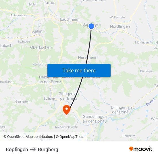 Bopfingen to Burgberg map