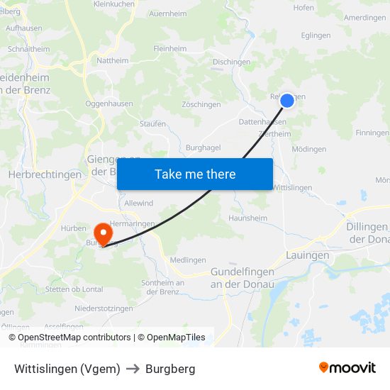 Wittislingen (Vgem) to Burgberg map