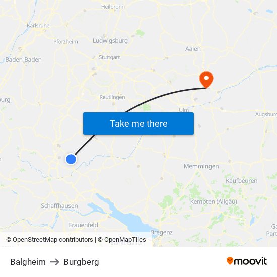 Balgheim to Burgberg map