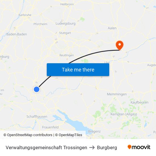 Verwaltungsgemeinschaft Trossingen to Burgberg map