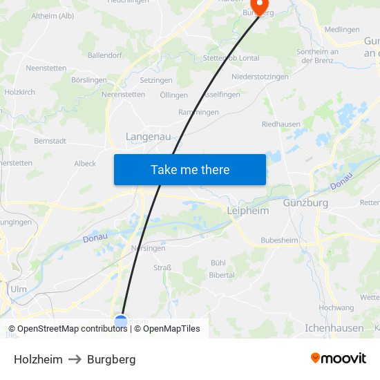 Holzheim to Burgberg map