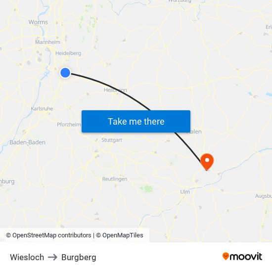 Wiesloch to Burgberg map