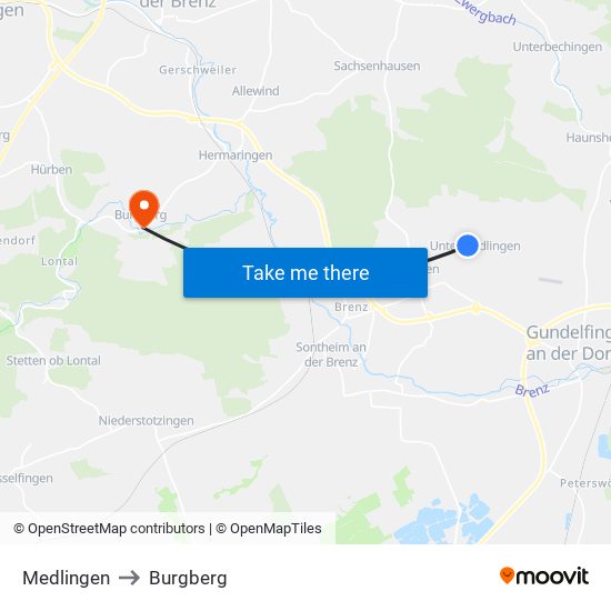 Medlingen to Burgberg map