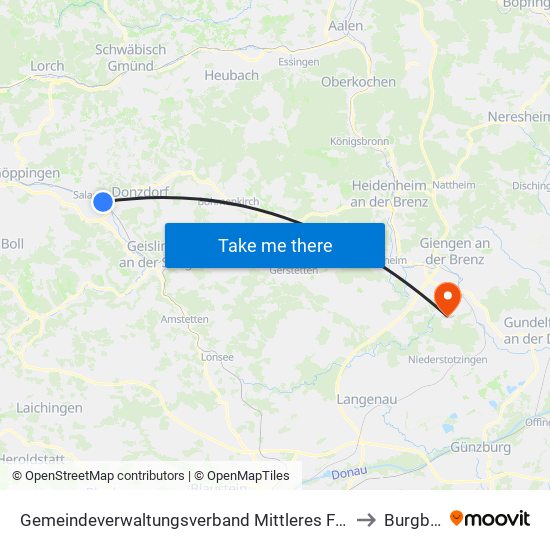 Gemeindeverwaltungsverband Mittleres Fils-Lautertal to Burgberg map