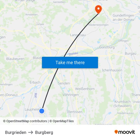 Burgrieden to Burgberg map