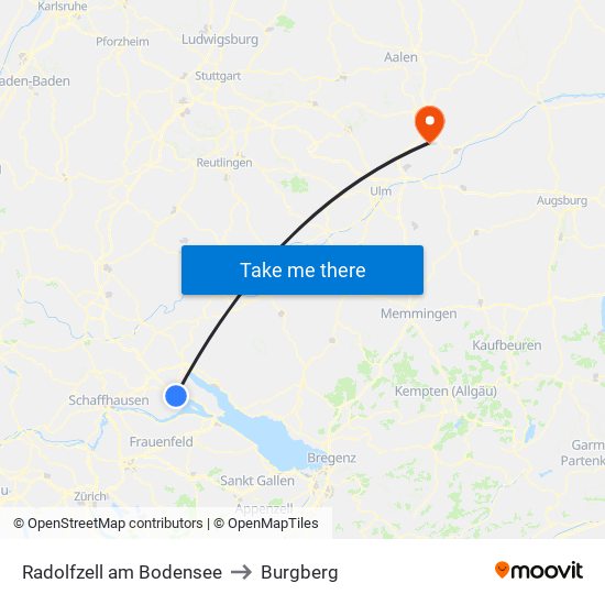 Radolfzell am Bodensee to Burgberg map