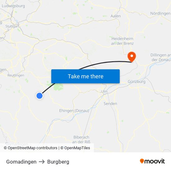 Gomadingen to Burgberg map