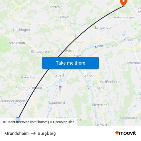 Grundsheim to Burgberg map