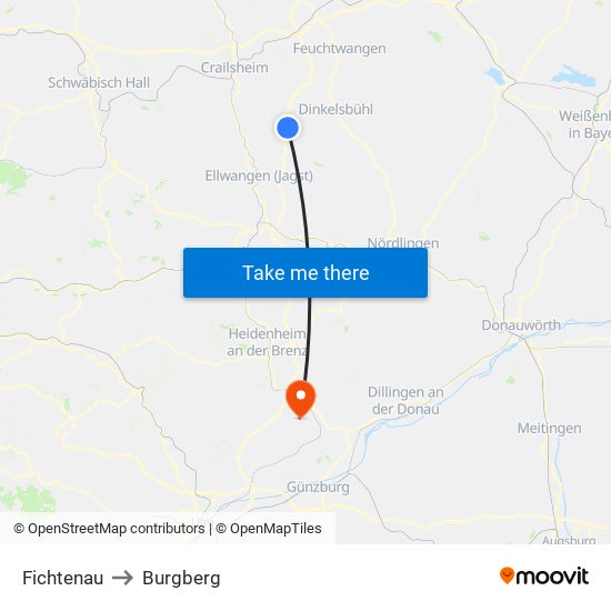 Fichtenau to Burgberg map