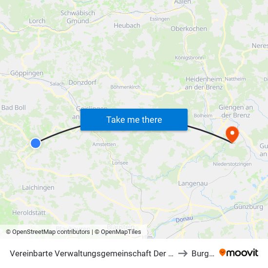 Vereinbarte Verwaltungsgemeinschaft Der Gemeinde Deggingen to Burgberg map