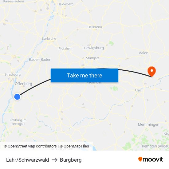 Lahr/Schwarzwald to Burgberg map