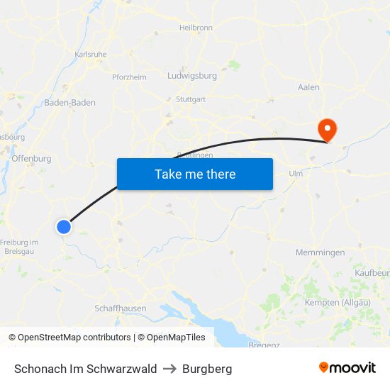 Schonach Im Schwarzwald to Burgberg map