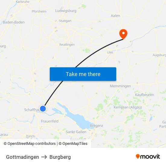 Gottmadingen to Burgberg map