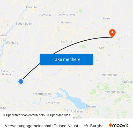 Verwaltungsgemeinschaft Titisee-Neustadt to Burgberg map