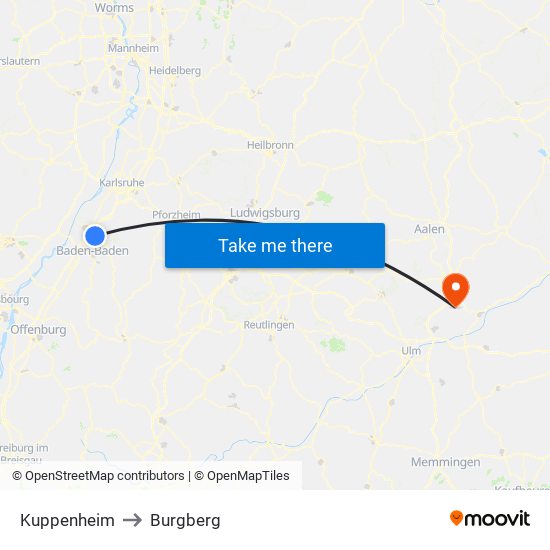 Kuppenheim to Burgberg map