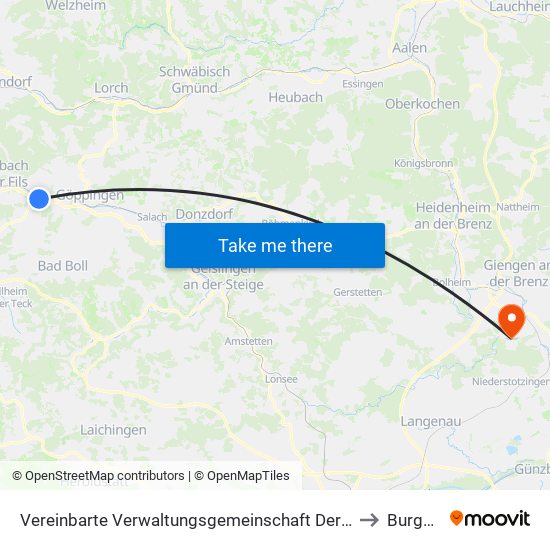 Vereinbarte Verwaltungsgemeinschaft Der Stadt Uhingen to Burgberg map