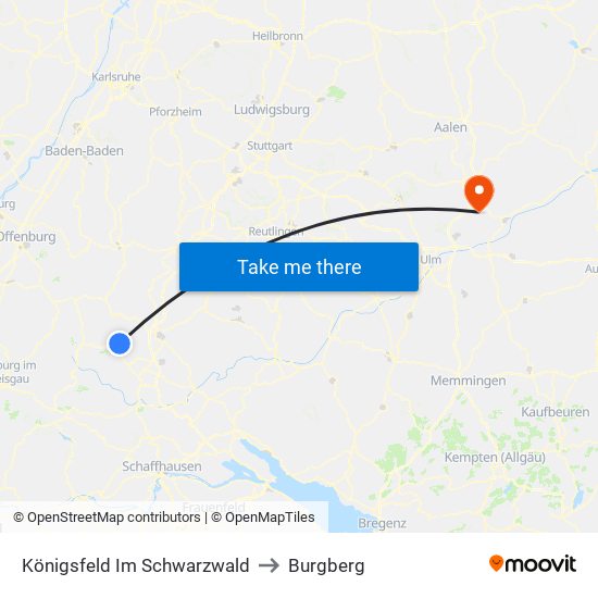 Königsfeld Im Schwarzwald to Burgberg map