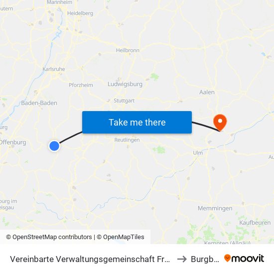 Vereinbarte Verwaltungsgemeinschaft Freudenstadt to Burgberg map