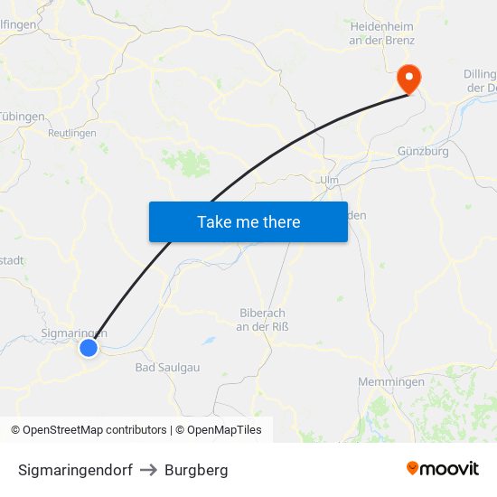 Sigmaringendorf to Burgberg map