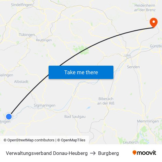 Verwaltungsverband Donau-Heuberg to Burgberg map