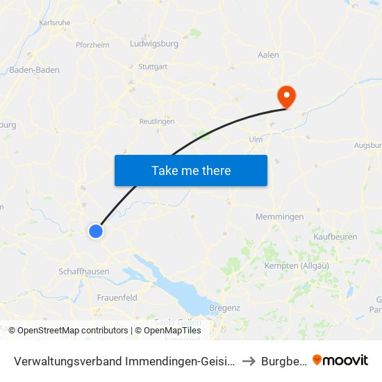 Verwaltungsverband Immendingen-Geisingen to Burgberg map