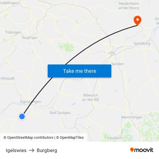 Igelswies to Burgberg map