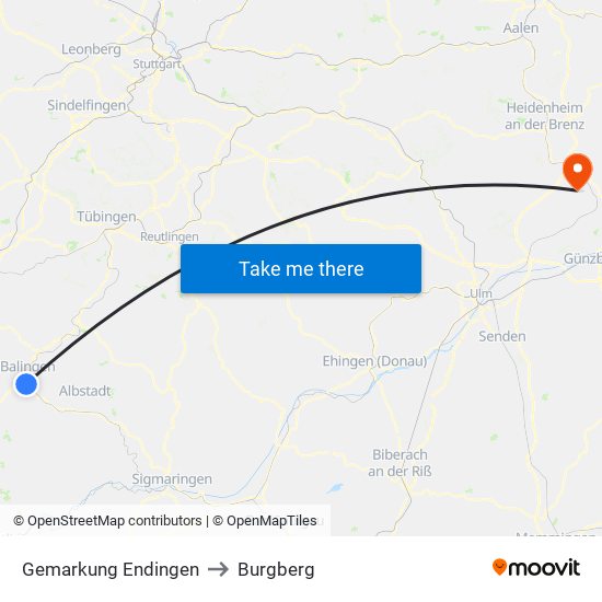 Gemarkung Endingen to Burgberg map