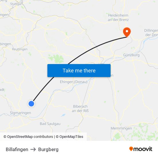 Billafingen to Burgberg map