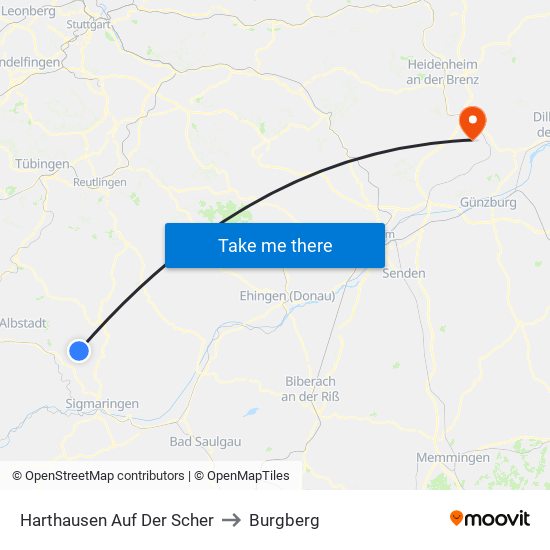 Harthausen Auf Der Scher to Burgberg map