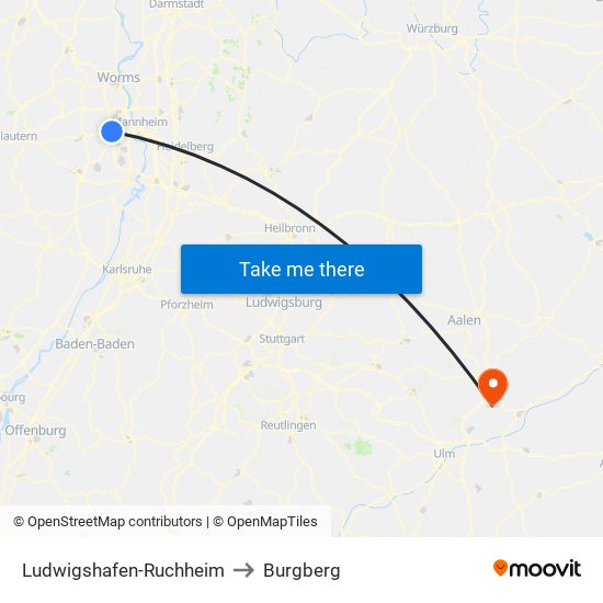 Ludwigshafen-Ruchheim to Burgberg map