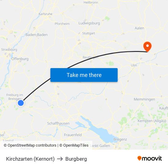 Kirchzarten (Kernort) to Burgberg map