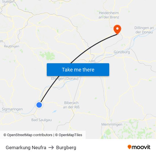 Gemarkung Neufra to Burgberg map