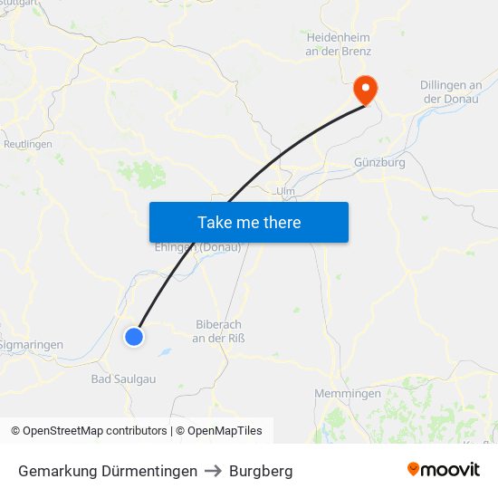 Gemarkung Dürmentingen to Burgberg map