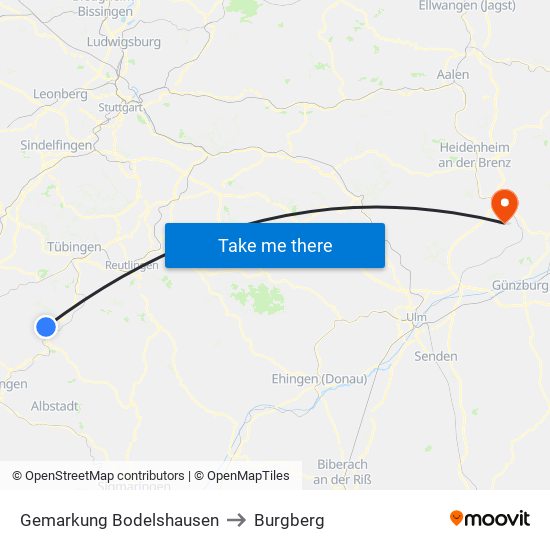 Gemarkung Bodelshausen to Burgberg map