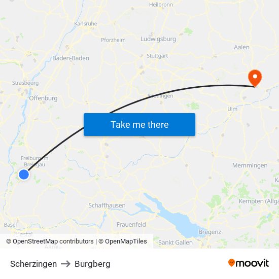 Scherzingen to Burgberg map