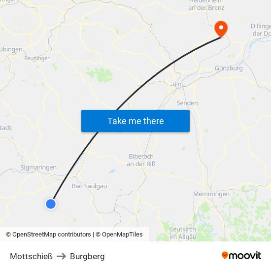 Mottschieß to Burgberg map
