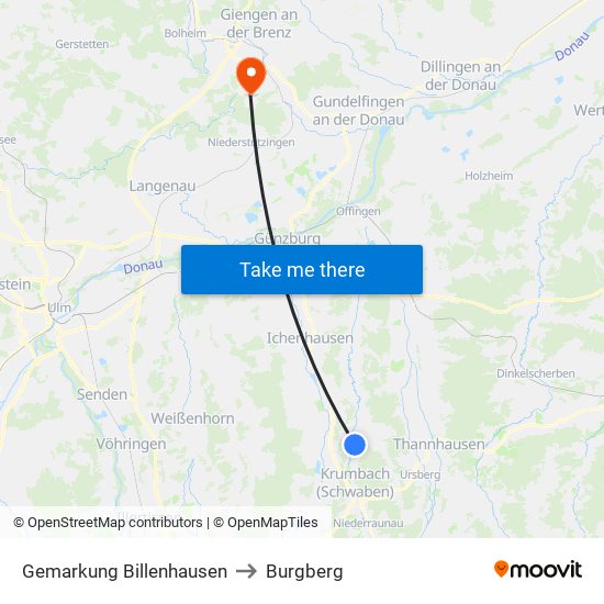 Gemarkung Billenhausen to Burgberg map