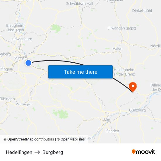Hedelfingen to Burgberg map