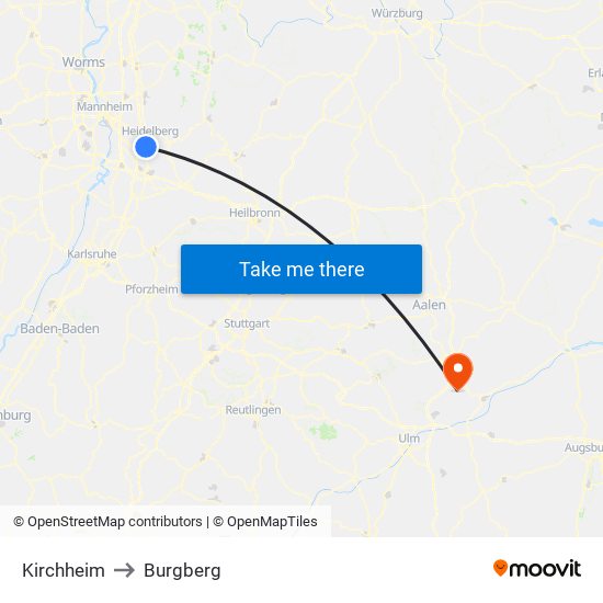 Kirchheim to Burgberg map