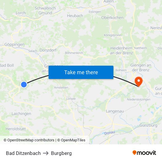 Bad Ditzenbach to Burgberg map