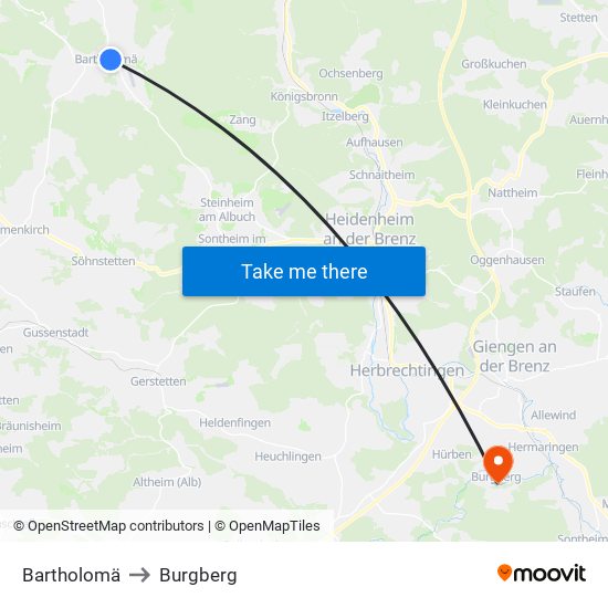 Bartholomä to Burgberg map