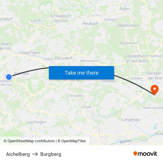 Aichelberg to Burgberg map