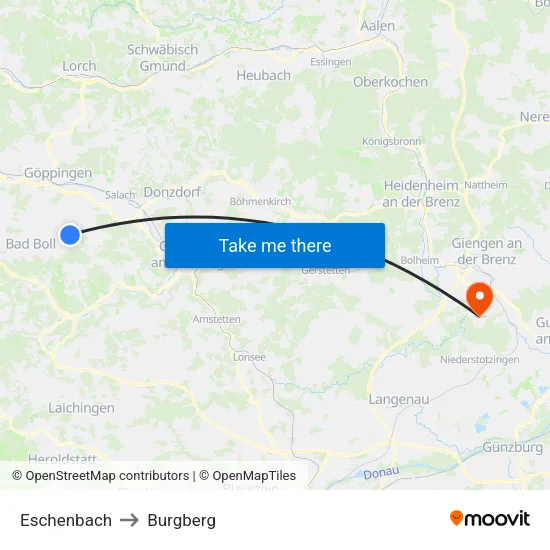 Eschenbach to Burgberg map