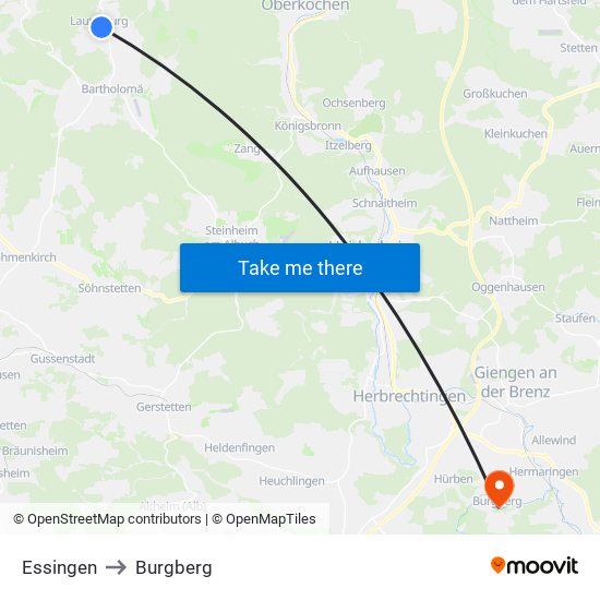 Essingen to Burgberg map
