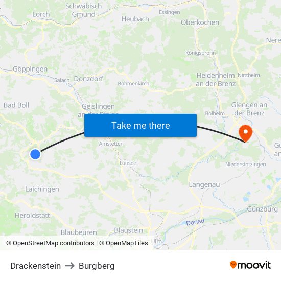 Drackenstein to Burgberg map