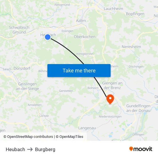Heubach to Burgberg map